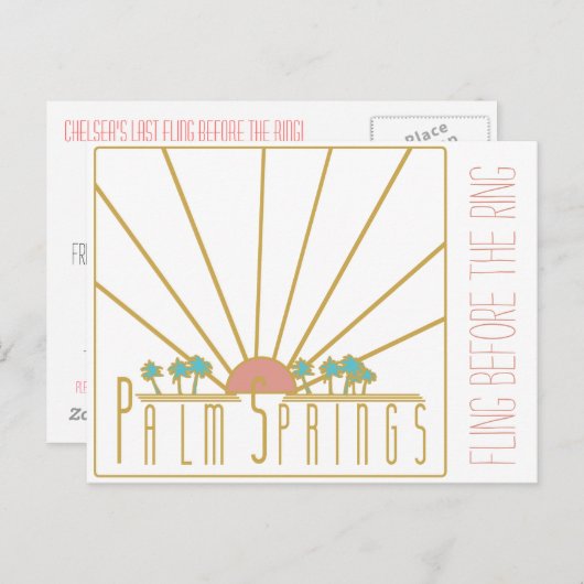Palm Springs Bachelorette Invitation Uitnodiging Briefkaart (Voorkant / Achterkant)