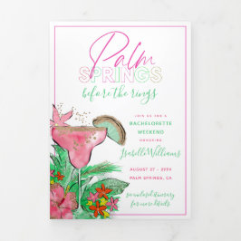 Palm Springs Bachelorette Itinerary Tri-Fold Invi Drieluik Uitnodiging