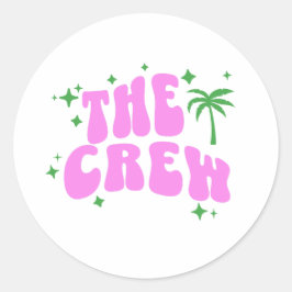 palm springs bachelorette party crew pink retro ronde sticker