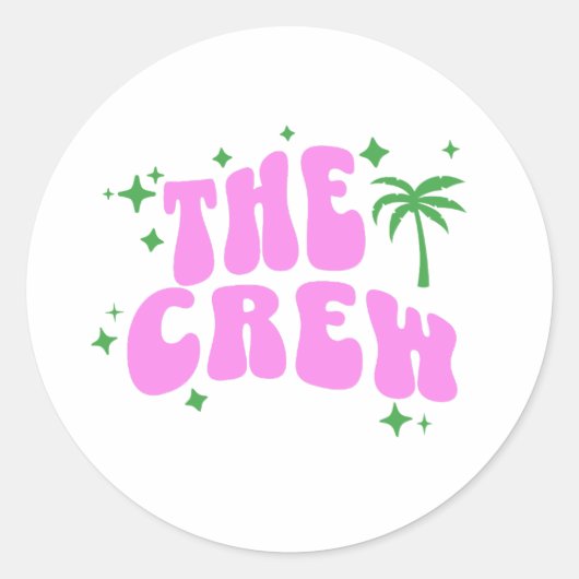 palm springs bachelorette party crew pink retro ronde sticker (Voorkant)