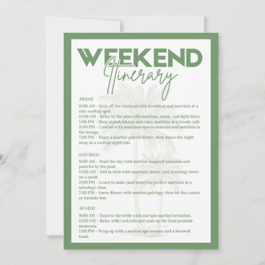 Palm Springs Bachelorette reisschema Kaart (Achterkant)