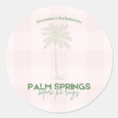 Palm Springs Bachelorette Ronde Sticker (Voorkant)