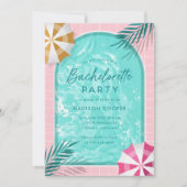 Palm Springs Bachelorette Zwembad Party Roze Kaart (Voorkant)