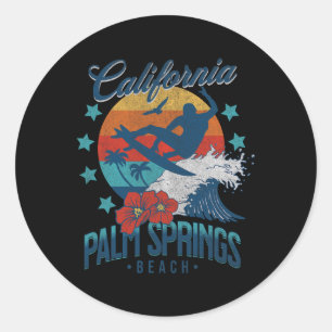 Palm Springs Beach Californië Surfen Vintage Vakan Ronde Sticker