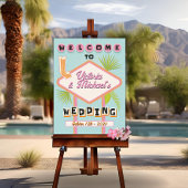 Palm Springs Beach Wedding Mod Retro Welkomstbord Poster
