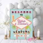 Palm Springs Beach Wedding Mod Retro Welkomstbord Poster<br><div class="desc">Vet en helder Wedding Welcome Sign met leuke lettertypen en een moderne retro-vibe. Voorzien van Palm Springs, Palm Beach of Las Vegas Welcome Sign met funky kleuren van roze, sinaasappel, blauw, groen en zeer licht romig wit. Perfect voor een snelle bruiloft of een all-out Vegas-feest! Alle bewoordingen kunnen worden gewijzigd,...</div>