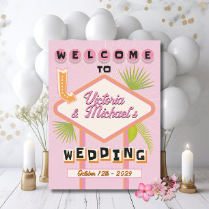 Palm Springs Beach Wedding Mod Retro Welkomstbord Poster