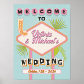 Palm Springs Beach Wedding Mod Retro Welkomstbord Poster (Voorkant)