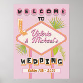 Palm Springs Beach Wedding Mod Retro Welkomstbord Poster (Voorkant)
