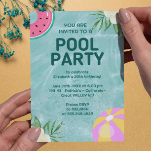 Palm Springs Blue Adult Pool Party Uitnodiging