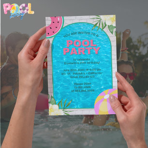 Palm Springs Blue Adult Pool Party Uitnodiging