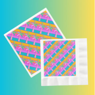 Palm Springs Bold Sunset Stripes Palmboom Servet