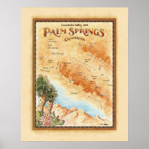 Palm Springs Ca-kaart Poster