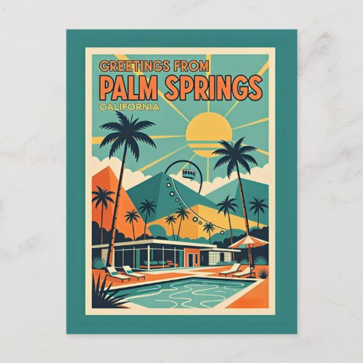 Palm Springs CA Mid Century Modern Briefkaart (Voorkant)