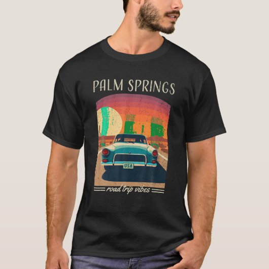 Palm Springs CA Retro Highway Nostalgische  CA T-shirt (Voorkant)