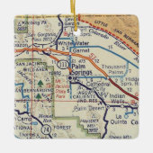 Palm Springs CA Retro Map Keramisch Ornament (Voorkant)