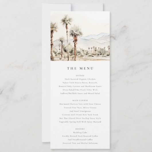 Palm Springs California Landschap Wedding Menu Kaart (Voorkant)