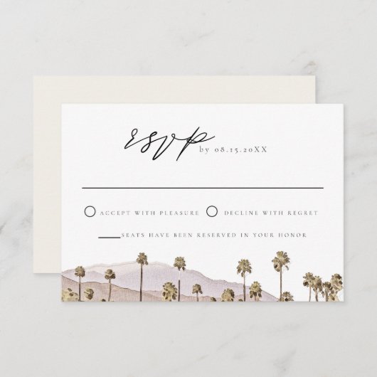 PALM SPRINGS California Mountain Skyline RSVP Card Kaart (Voorkant / Achterkant)