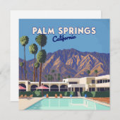 Palm Springs California Pool Hotel Bomen Retro (Voorkant / Achterkant)