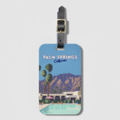 Palm Springs California Pool Hotel Bomen Retro Bagagelabel (Voorkant (verticaal))