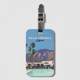 Palm Springs California Pool Hotel Bomen Retro Bagagelabel