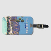 Palm Springs California Pool Hotel Bomen Retro Bagagelabel (Voorkant (horizontaal))