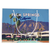 Palm Springs California Pool Hotel Bomen Retro Groot Cadeauzakje (Achterkant)
