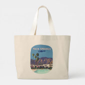 Palm Springs California Pool Hotel Bomen Retro Grote Tote Bag (Achterkant)