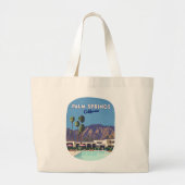 Palm Springs California Pool Hotel Bomen Retro Grote Tote Bag (Voorkant)