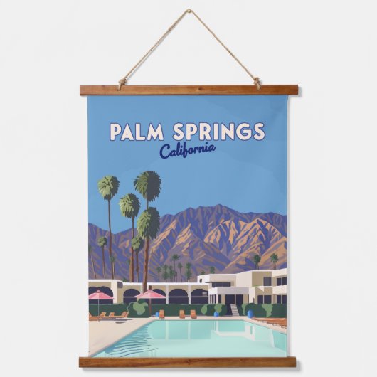 Palm Springs California Pool Hotel Bomen Retro Hangend Wandkleed (Voorkant)