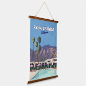 Palm Springs California Pool Hotel Bomen Retro Hangend Wandkleed (Gebogen)
