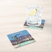 Palm Springs California Pool Hotel Bomen Retro Kartonnen Onderzetters (Insitu)