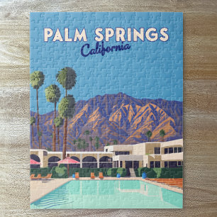 Palm Springs California Pool Hotel Bomen Retro Legpuzzel