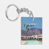 Palm Springs California Pool Hotel Bomen Retro Sleutelhanger (Voorkant Links)