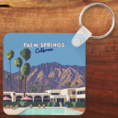 Palm Springs California Pool Hotel Bomen Retro Sleutelhanger (Achterkant)