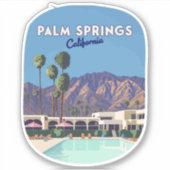 Palm Springs California Pool Hotel Bomen Retro Sticker (Voorkant)