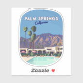 Palm Springs California Pool Hotel Bomen Retro Sticker (Vel)