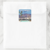 Palm Springs California Pool Hotel Bomen Retro Vierkante Sticker (Tas)