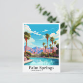 Palm Springs California reisillustratie Briefkaart (Staand voorkant)
