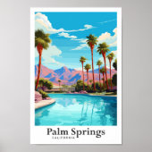 Palm Springs California reisillustratie Poster (Voorkant)