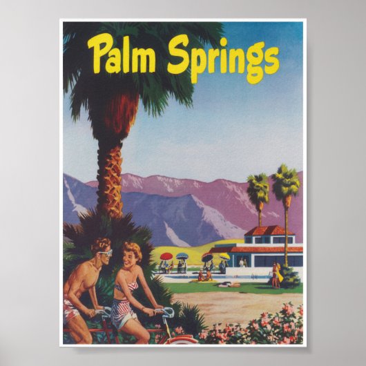 Palm Springs California Retro Vintage Travel Poster (Voorkant)