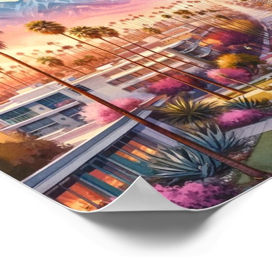 Palm Springs California Travel Places waterverf Poster (Hoek)