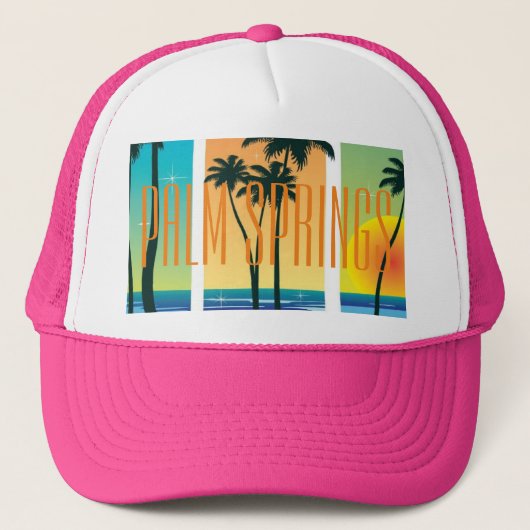 Palm Springs California Trucker Hat Trucker Pet (Voorkant)