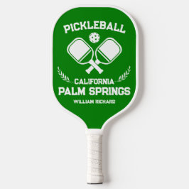 Palm Springs California US Green and White Custom Pickleball Paddle
