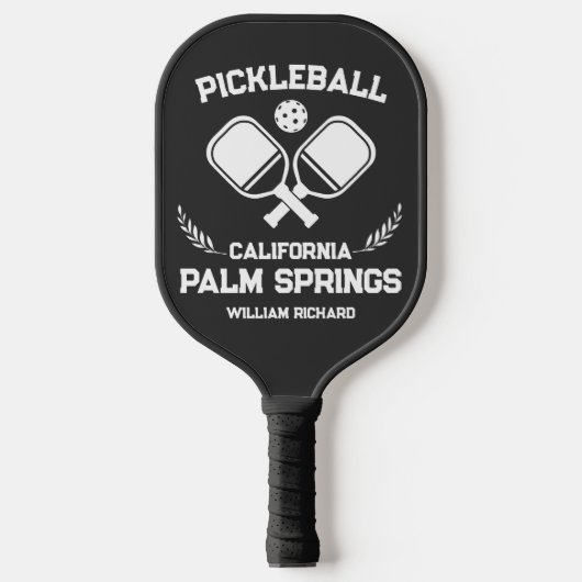 Palm Springs California US Zwart-wit Custom Pickleball Paddle (Voorkant)