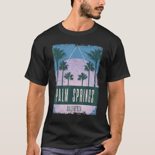 Palm Springs California  Vaporwave Retro T-shirt (Voorkant)