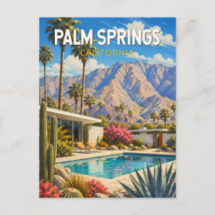 Palm Springs Californië Illustratie Reis Kunst Briefkaart
