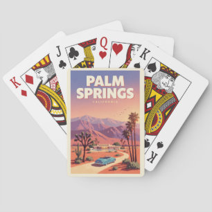 Palm Springs Californië Illustratie Reis Kunst Pokerkaarten