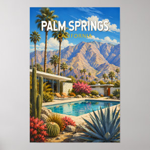 Palm Springs Californië Illustratie Reis Kunst Poster