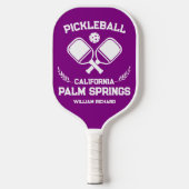 Palm Springs Californië Paarse en witte Custom Pickleball Paddle (Voorkant)